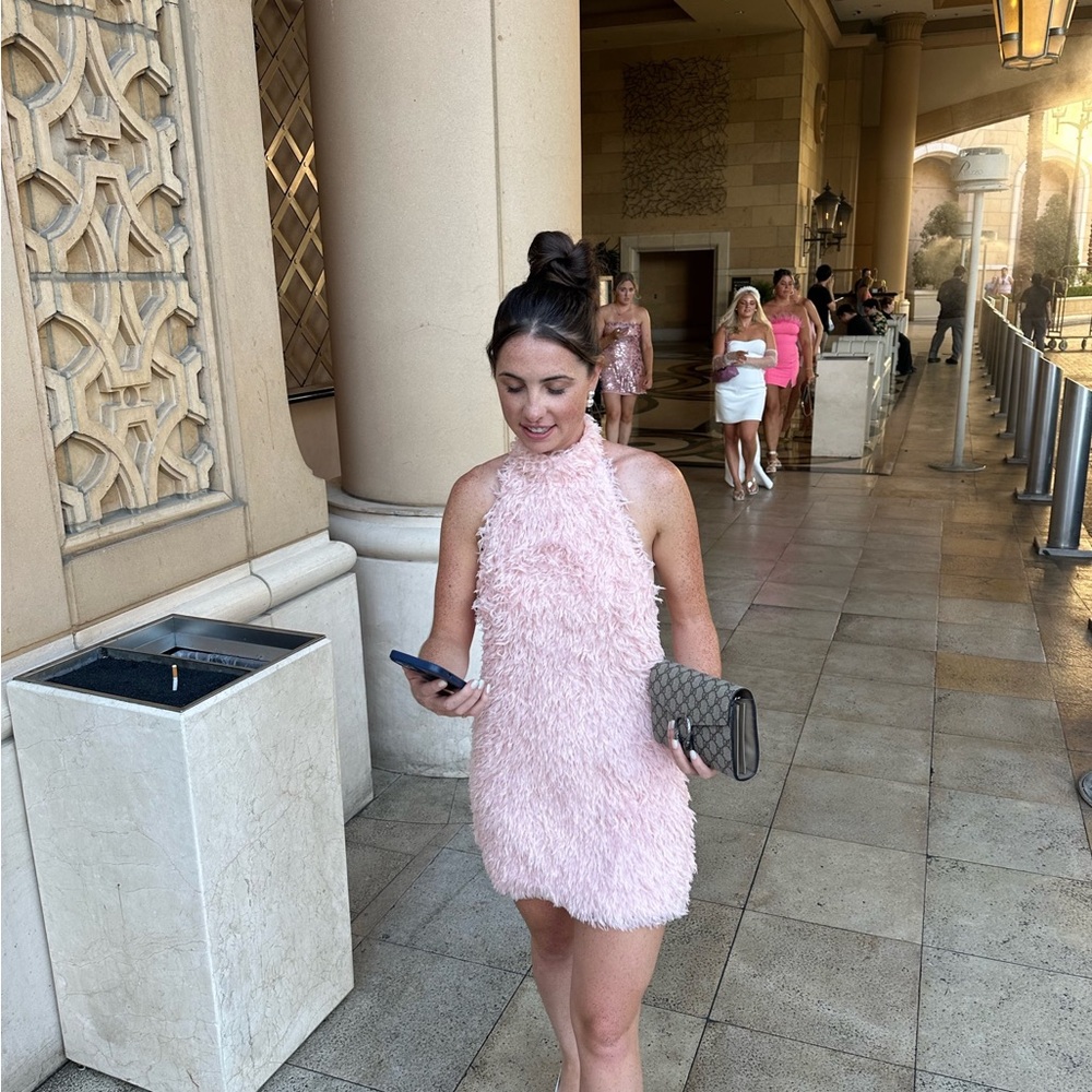 Zara Soft Pink Textured Mini Dress